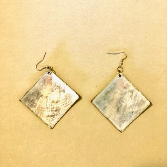 One-of-a-Kind Capiz Shell Earrings with Leopard Pattern and Gold Leaf, L… - Picture 3 of 3